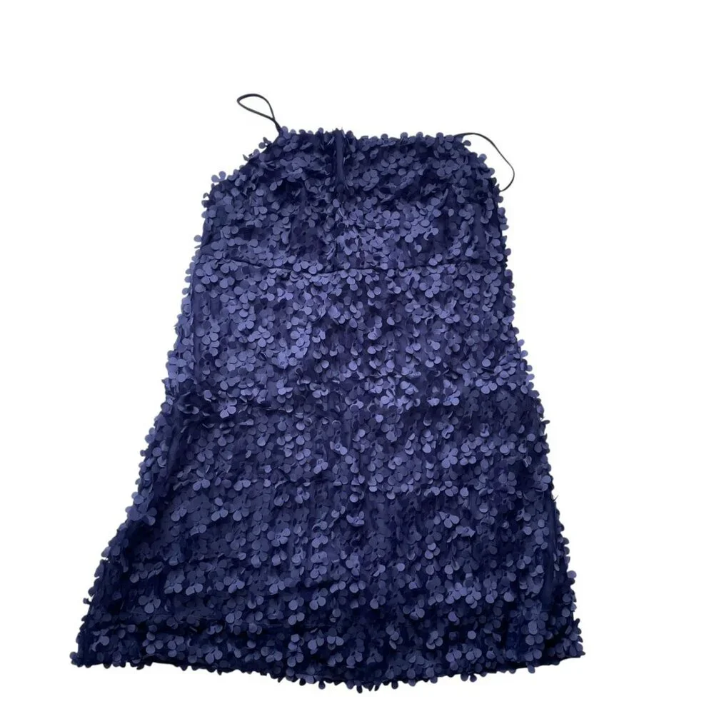NWT By Anthropologie 3D Floral Embellished Mini Dress Navy Blue Size XS - Picture 1 of 9